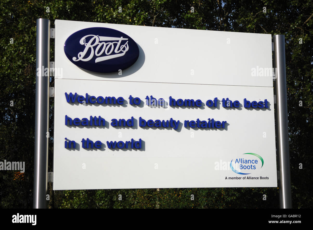 Signage for the Boots Factory in Nottingham Stock Photo Alamy