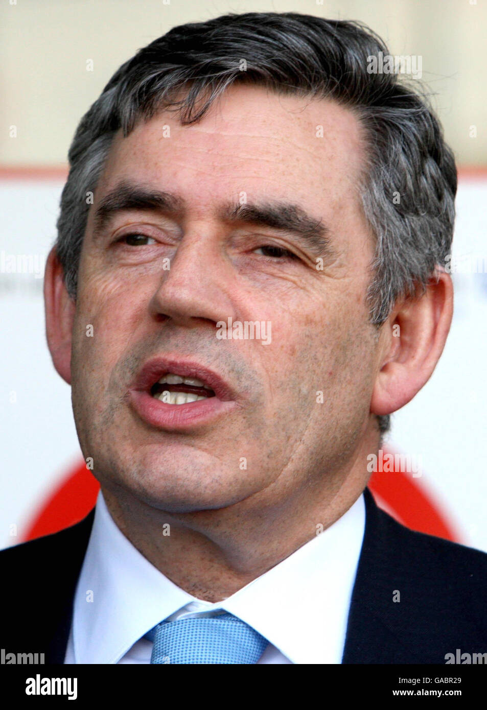 Britain's Prime Minister Gordon Brown during a visit to Basildon Hospital, Cardiothoracic centre, Basildon, Essex. Stock Photo