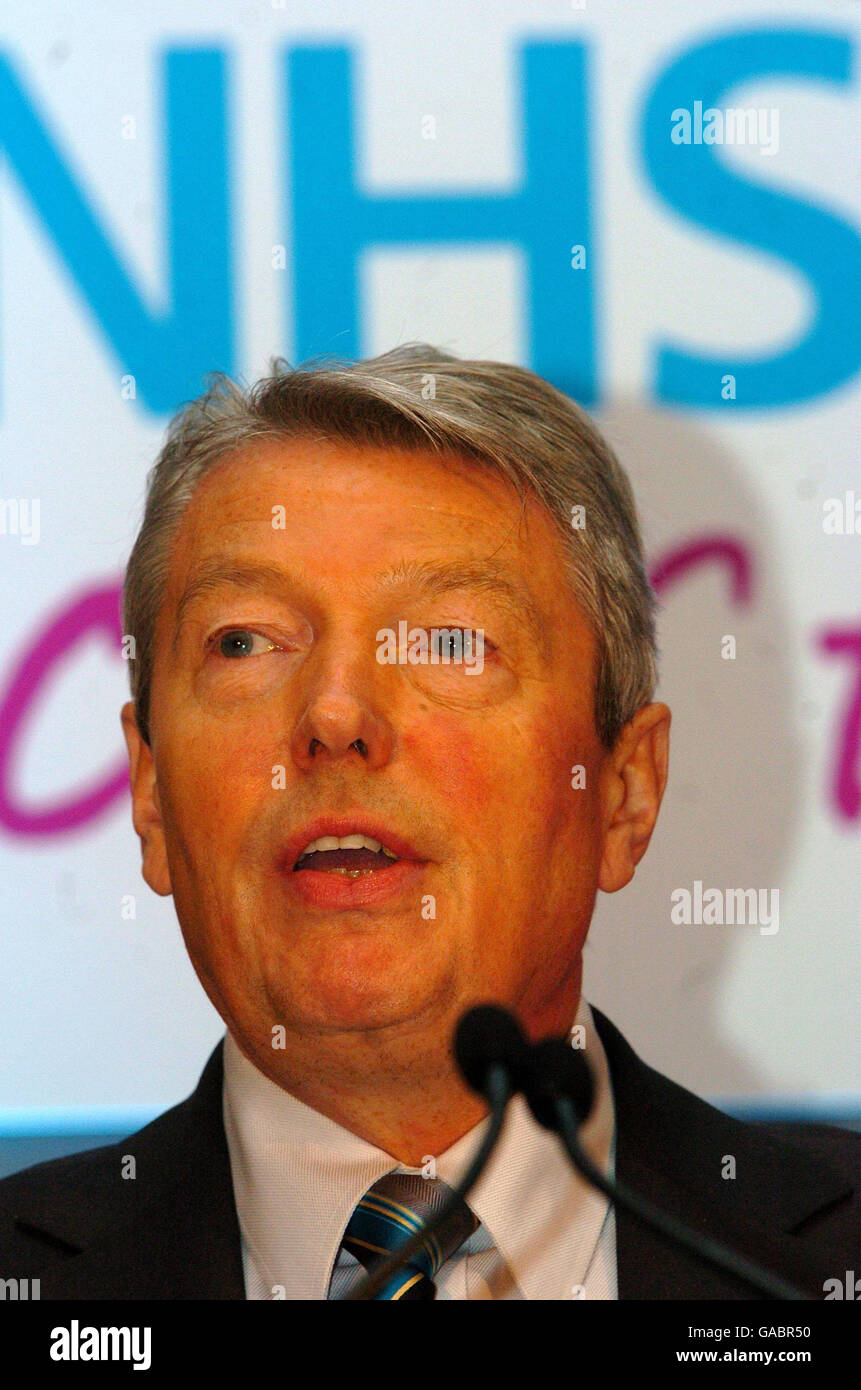 Health Secretary Alan Johnson speaks at the NHS Next Stage Review which took place at the Riverbank Plaza hotel in central London. Stock Photo