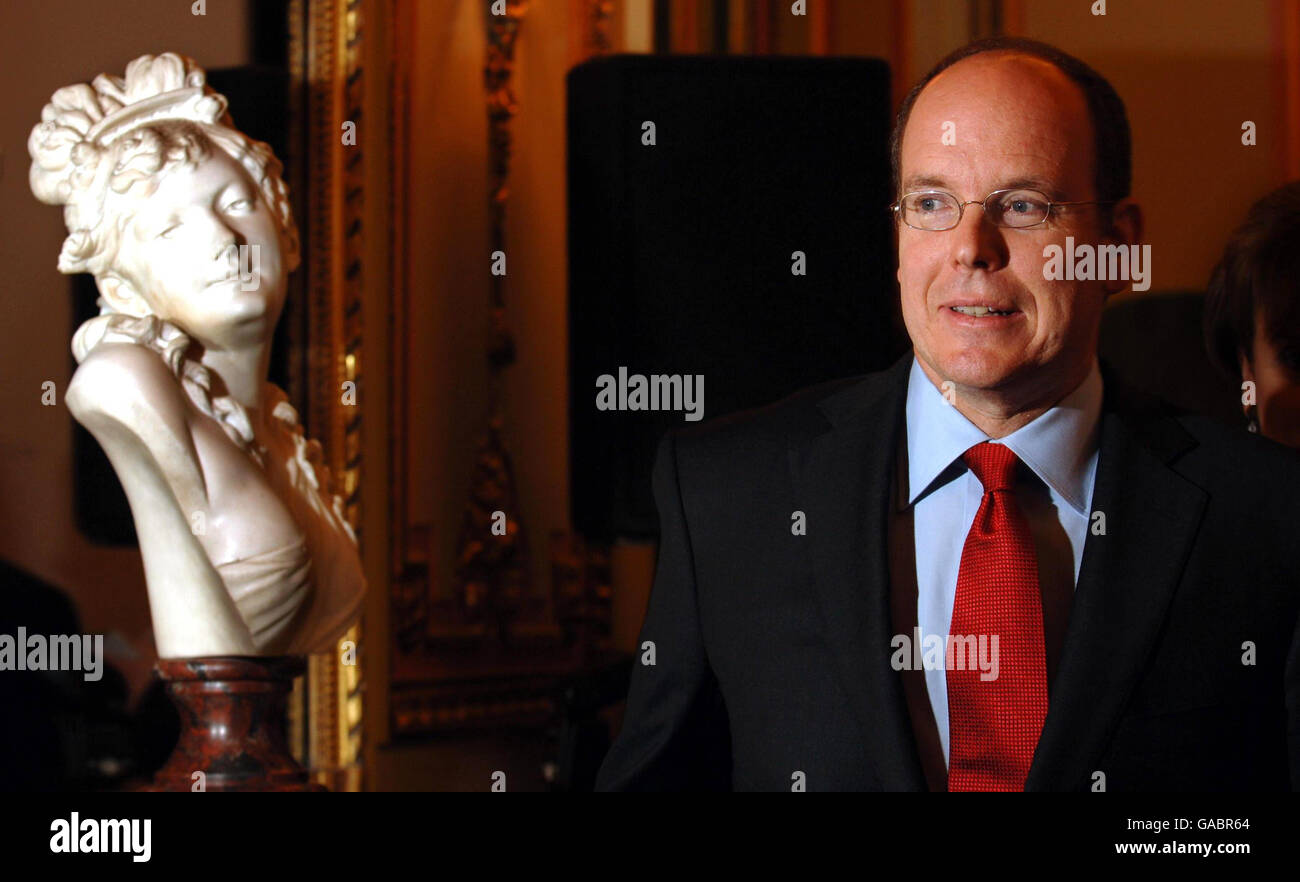 Prince Albert II of Monaco launches the UK branch of the charitable Prince Albert II of Monaco Foundation, which aims to tackle climate change, biodiversity loss and water issues, at the Ritz Hotel, Piccadilly, London. Stock Photo