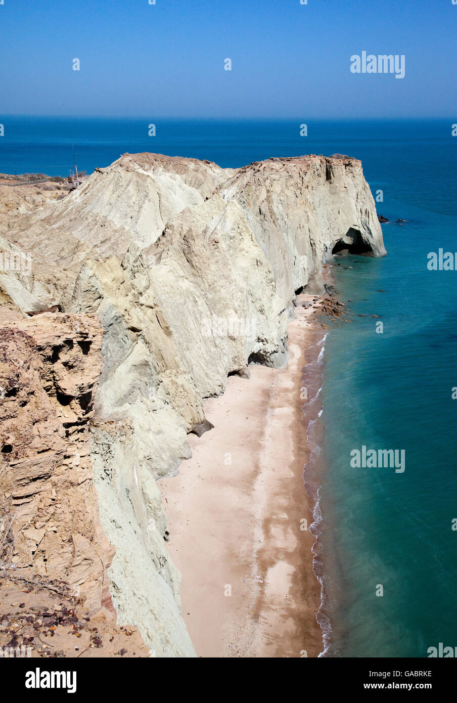 an isolated coast of Hormuz Island. Hormoz, is an Iranian island in the Persian Gulf. Stock Photo