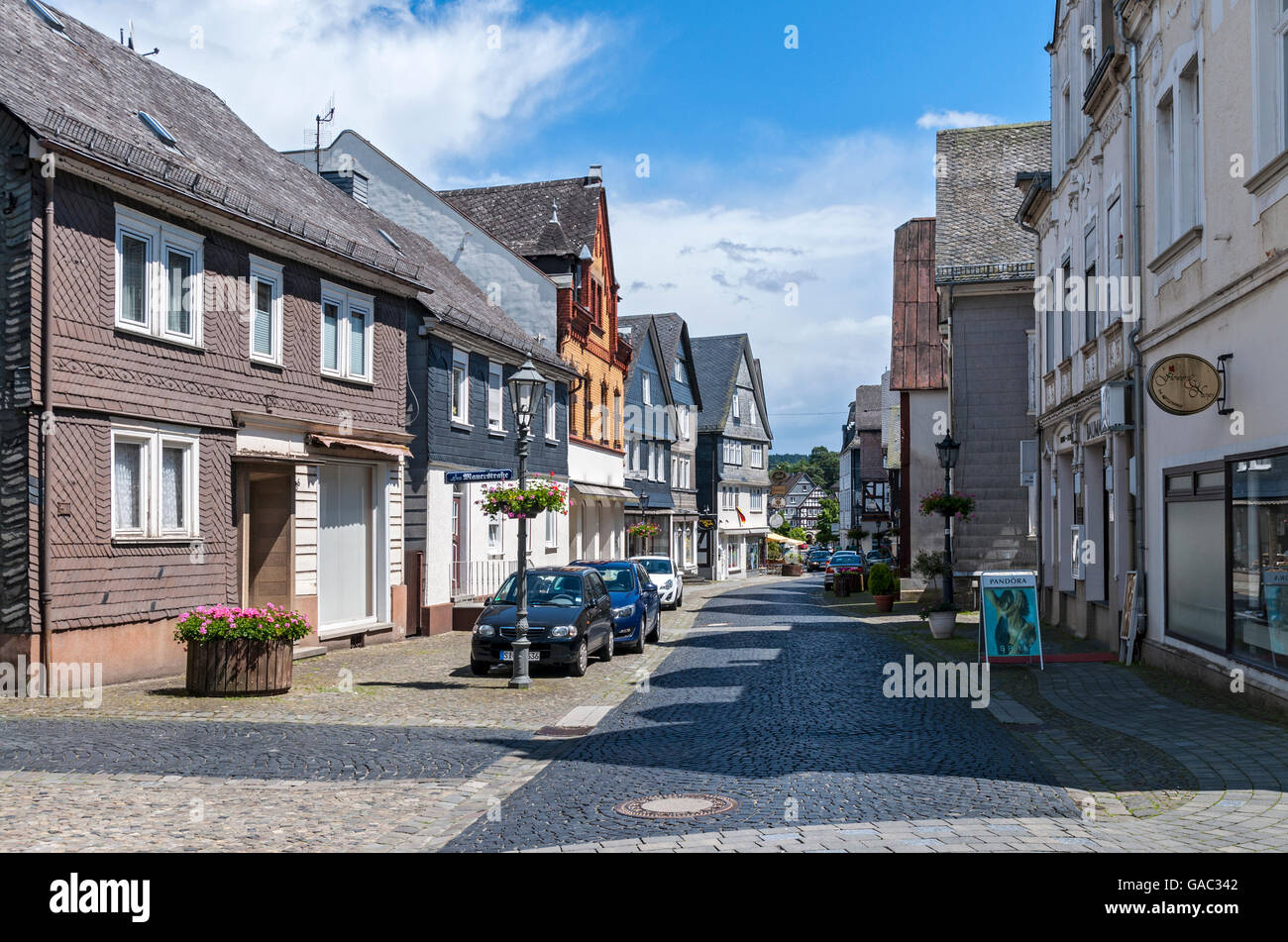 Half timbered houses in Bad Laasphe, North Rhine-Westphalia, Germany, Europe Stock Photo