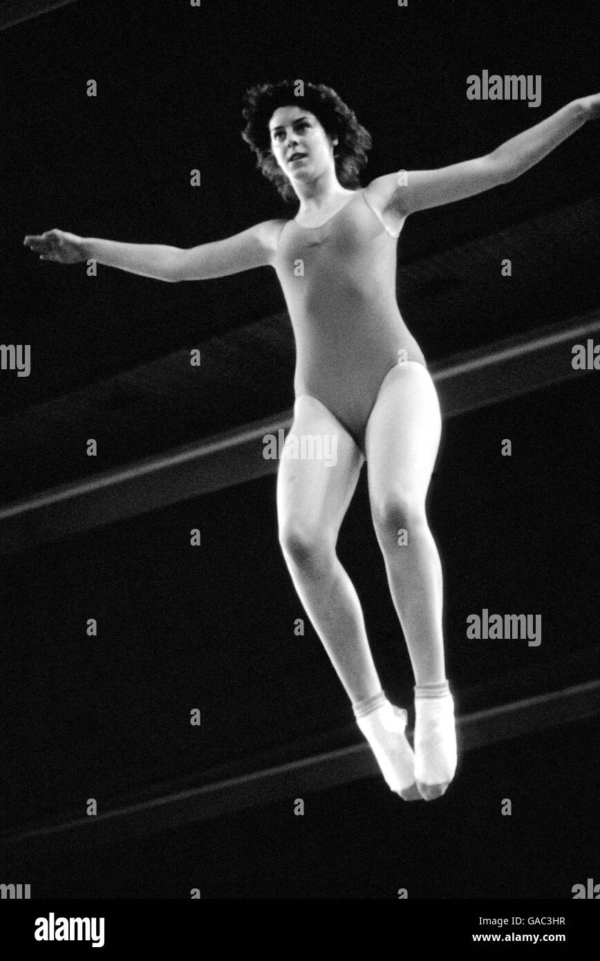 Trampolining. Jackie Simpson in action Stock Photo