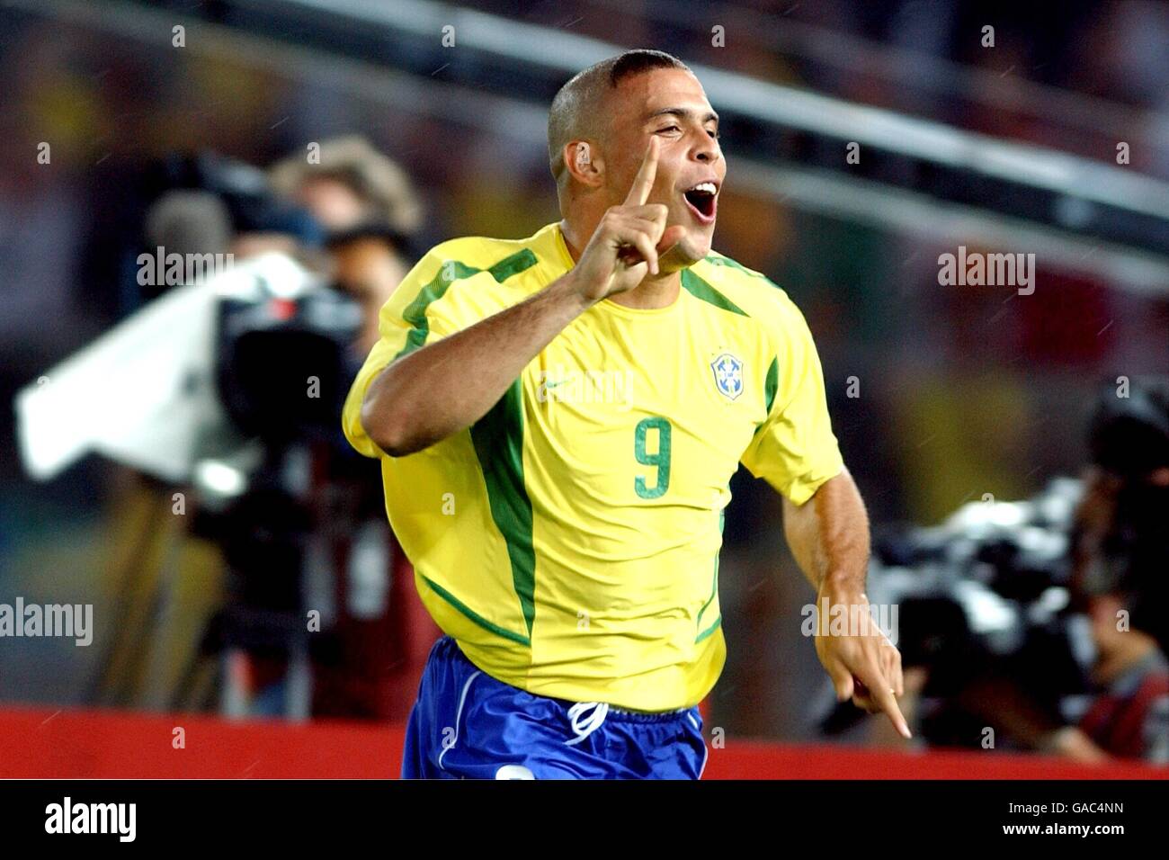 Soccer - FIFA World Cup 2002 - Final - Germany v Brazil. Brazil's Ronaldo celebrates scoring Stock Photo