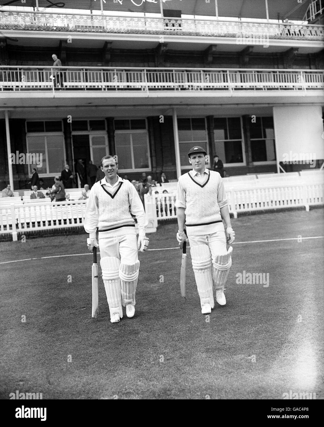 (L-R) Yorkshire's Geoff Boycott and Ken Taylor walk out at Lord's to open the batting Stock Photo