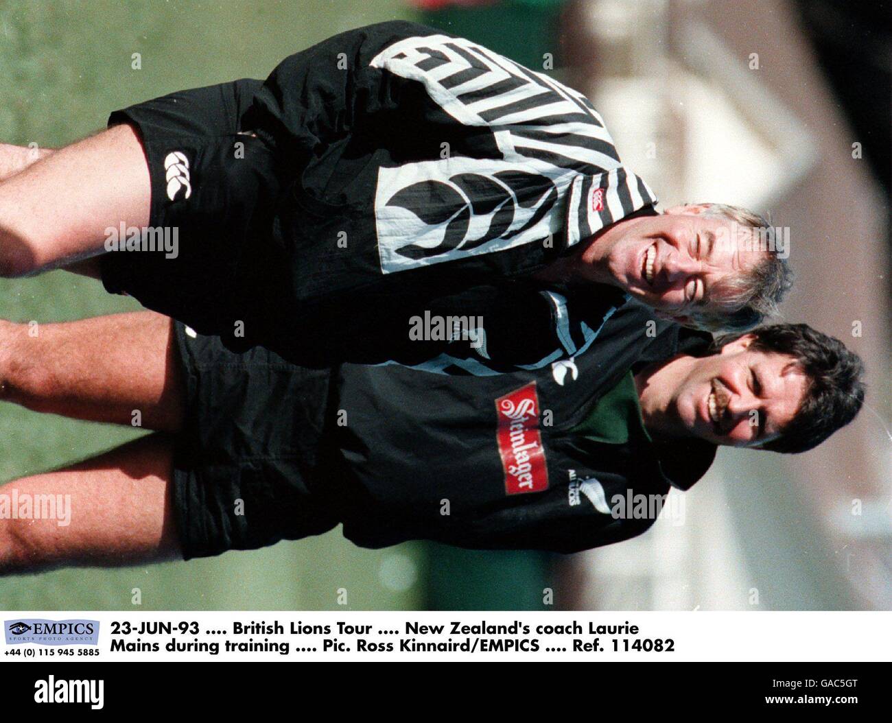 23-JUN-93, British Lions Tour, New Zealand's coach Laurie Mains during training Stock Photo