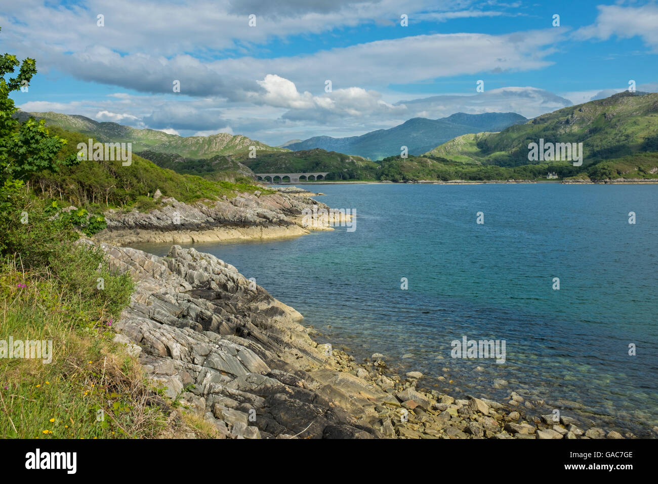 The eastern end of Loch Nan Uamh on the west coast of Scotland. Stock Photo
