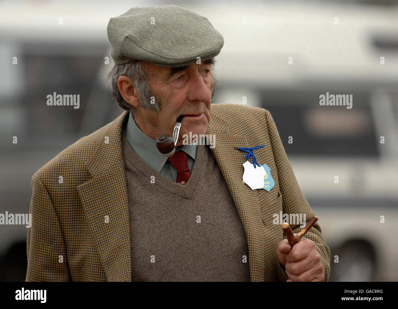 A spectator watches the action during the British National Ploughing Championships at Crockey Hill, near York. Stock Photo