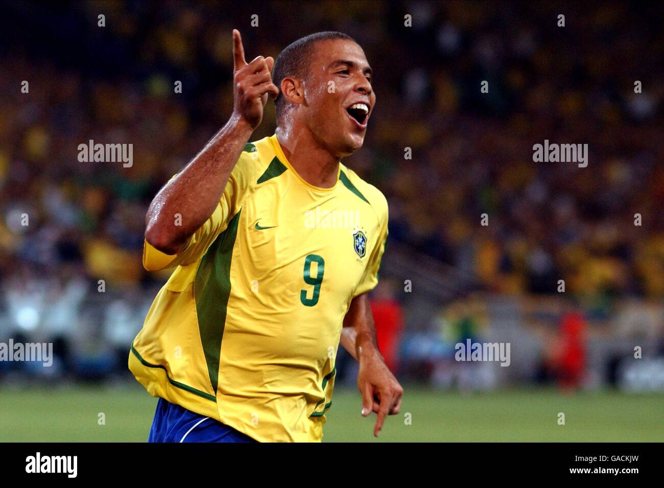 Soccer - FIFA World Cup 2002 - Second Round - Brazil v Belgium. Brazil's Ronaldo celebrates scoring their second goal Stock Photo