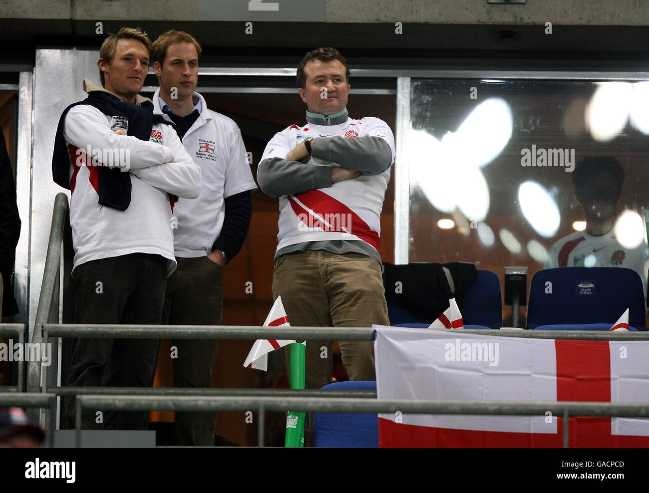 Rugby Union - IRB Rugby World Cup 2007 - Final - England v South Africa - Stade de France. Prince William takes his seat in the stands prior to kick off Stock Photo