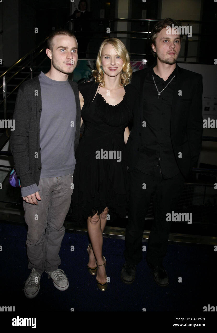 (From left to right) Brady Corbet, Naomi Watts and Michael Pitt arrive for the London Film Festival premiere of Funny Games, at the Odeon West End in Leicester Square, central London. Stock Photo