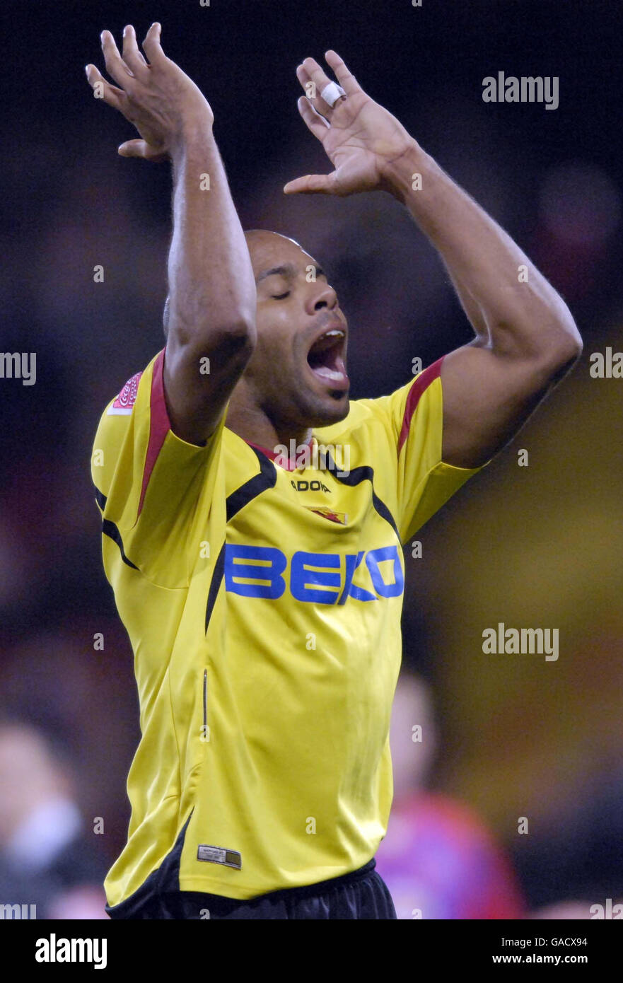 Watford's Marlon King blows kisses to the crowd after scoring against