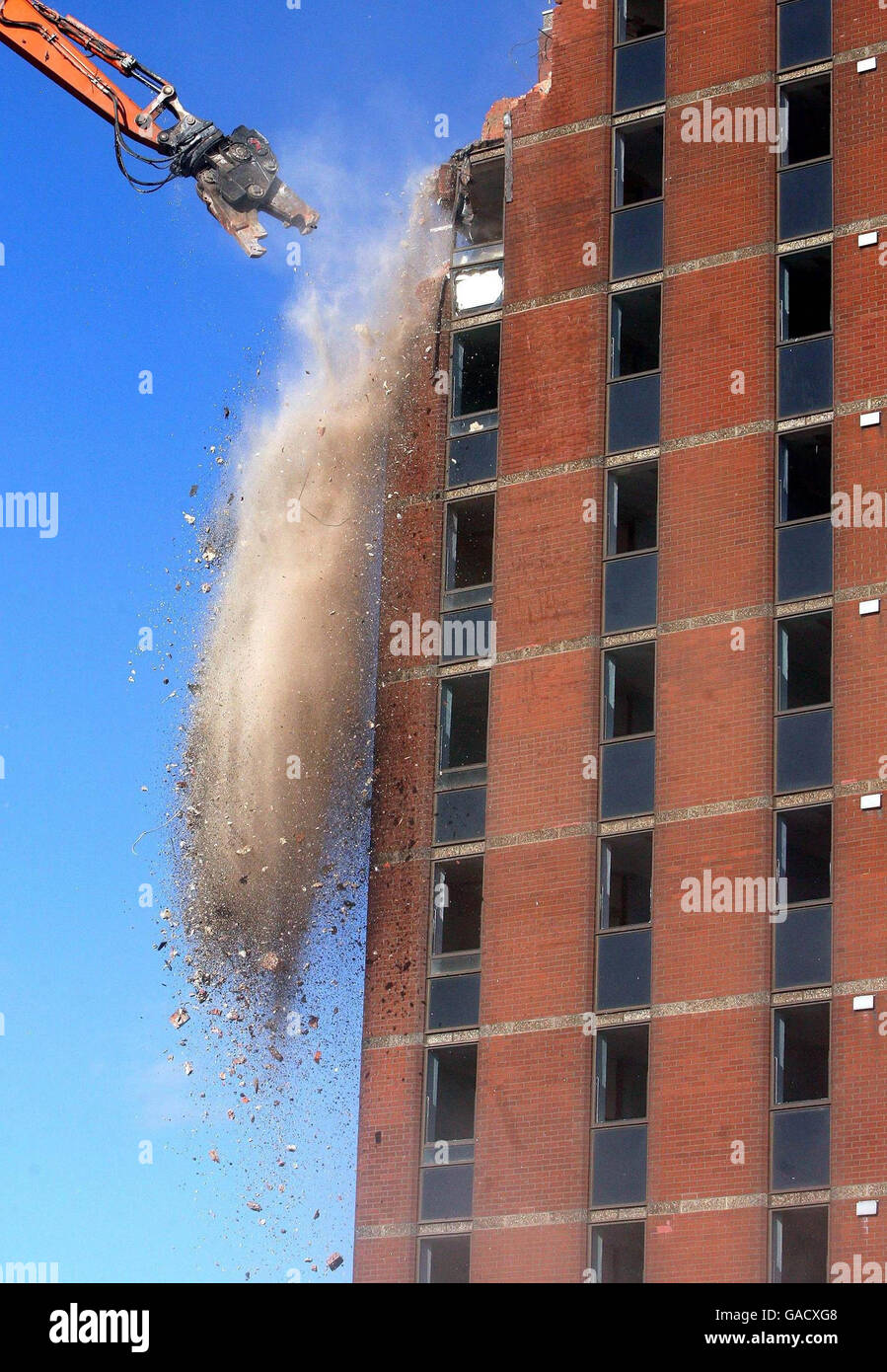 Wreckers move in on Olympic Park's tallest building Stock Photo - Alamy