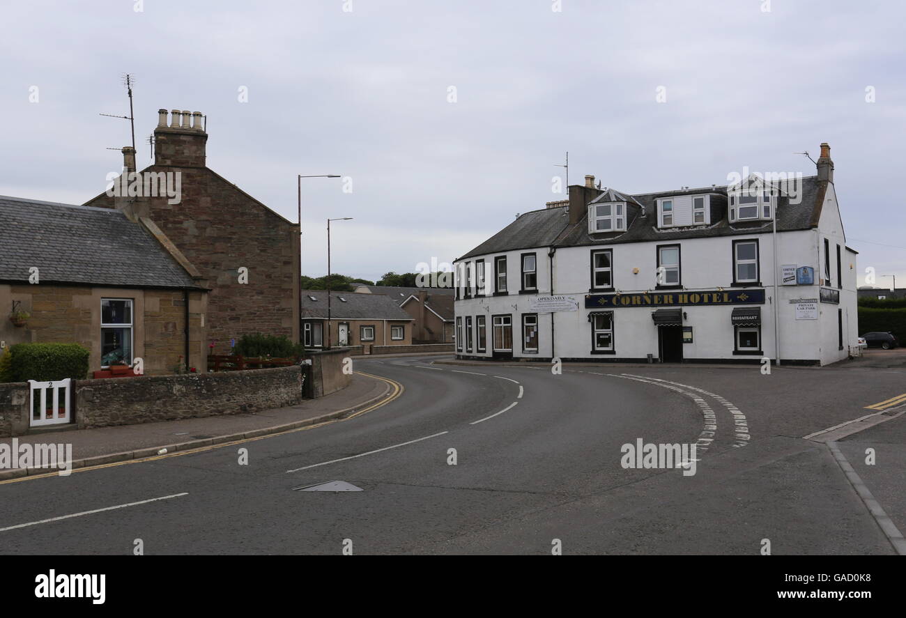 Carnoustie street scene with Corner Hotel Angus Scotland July 2016