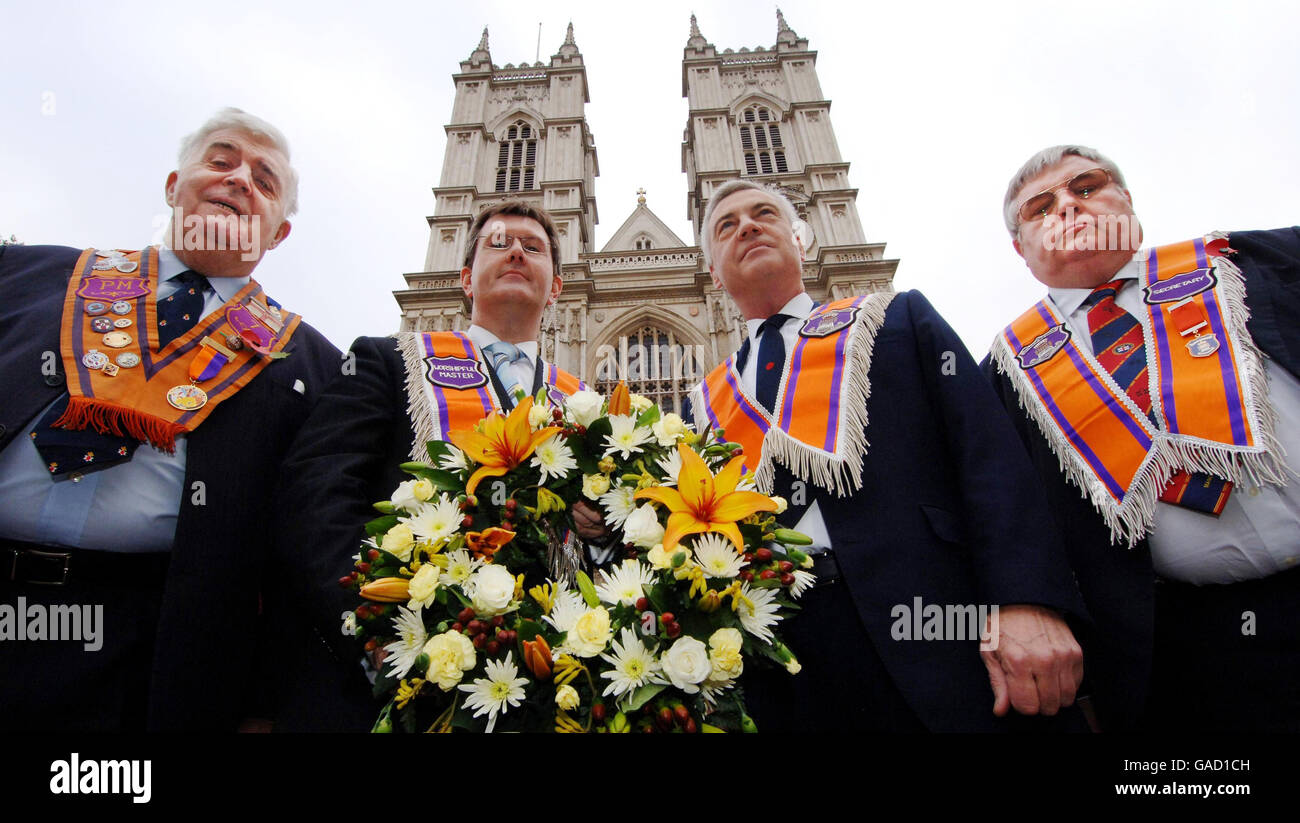 Members of the Orange Order (left to right) Lord Kilclooney, Jeffrey