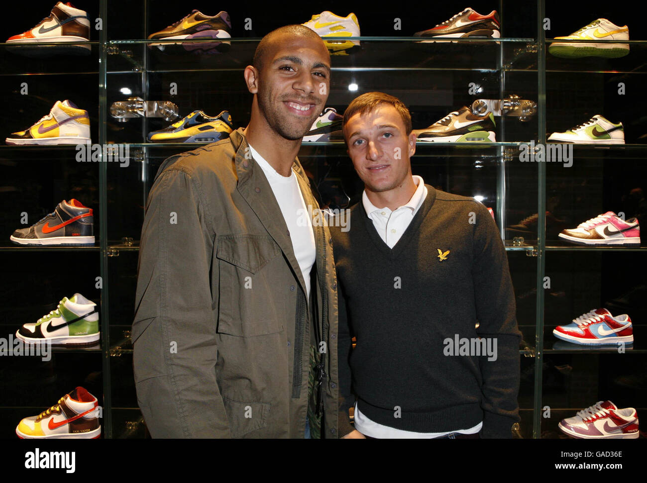 West Ham footballers (left-right) Anton Ferdinand and Mark Noble attend the  launch of the new NikeiD Studio at Nike Town in central London Stock Photo  - Alamy