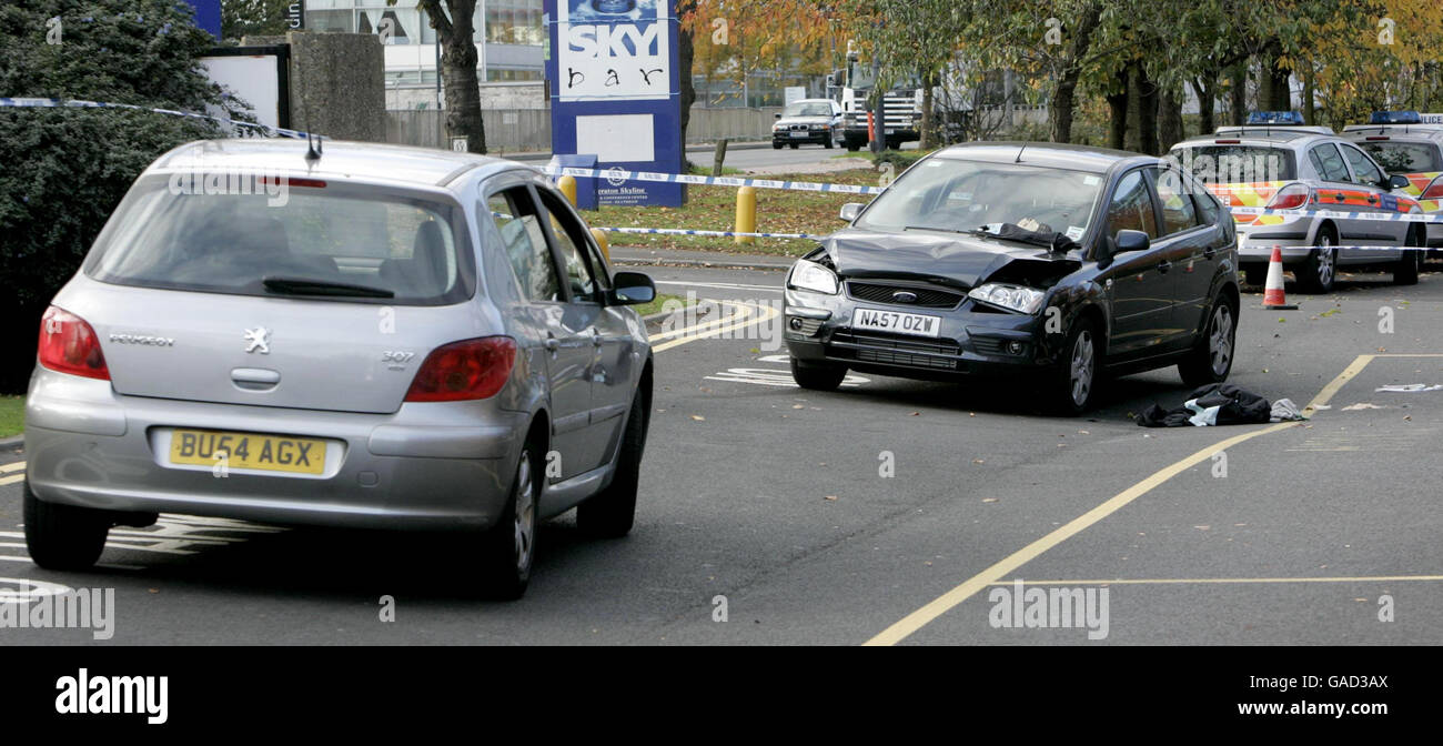 Police officer hit by car Stock Photo Alamy