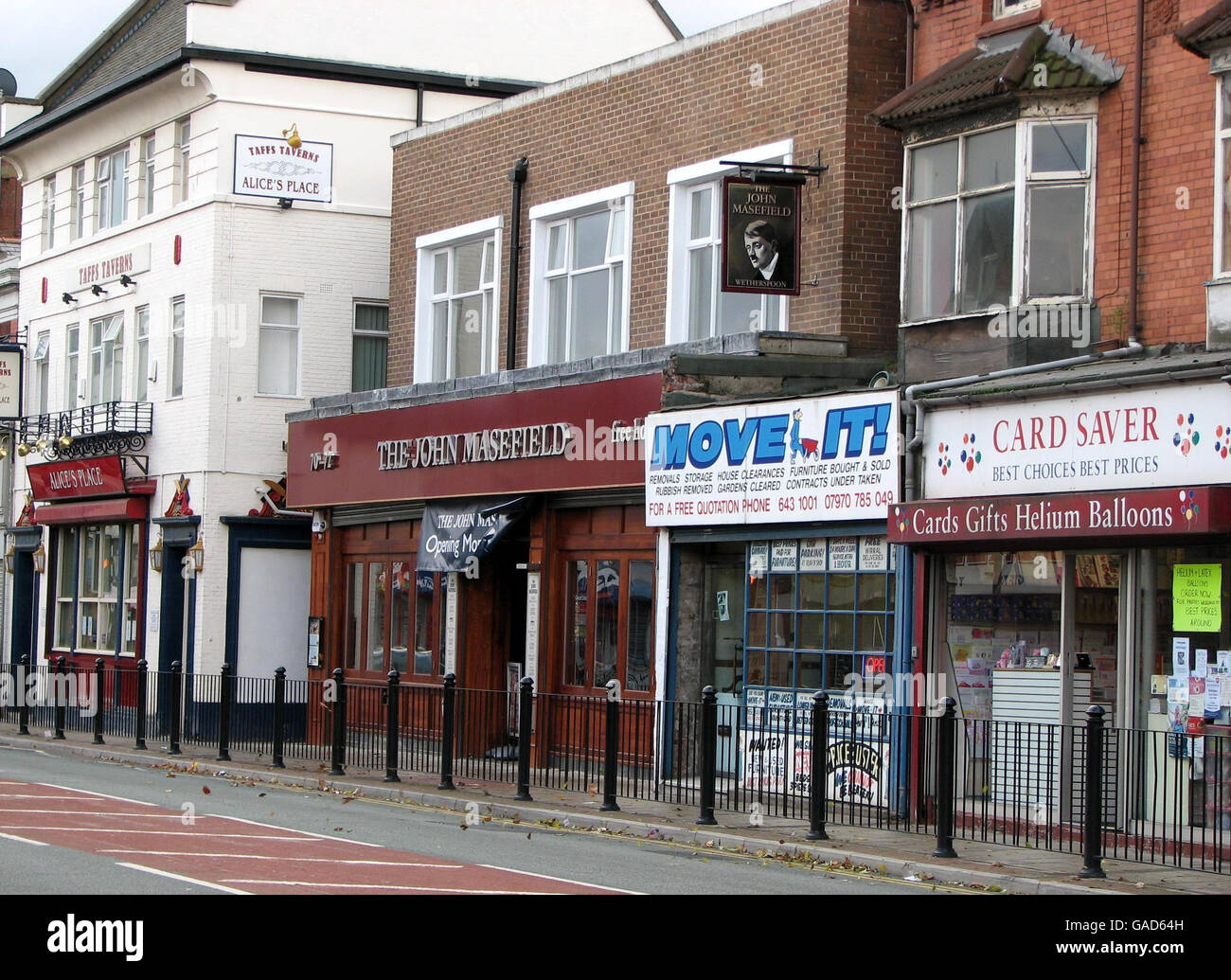 A general view of the John Masefield pub in Rock Ferry, Wirral, Merseyside, which has drawn complaints because of Masefield's striking similarity to Adolf Hitler in a sign on the premises. Stock Photo