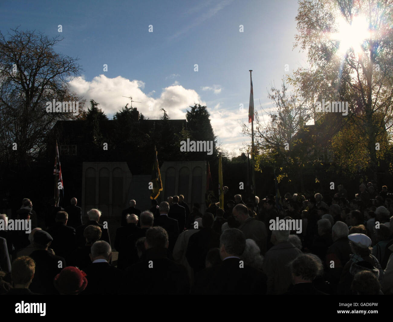 Remembrance Day at the 617 Dambusters memorial in Woodhall Spa, Lincolnshire. Stock Photo
