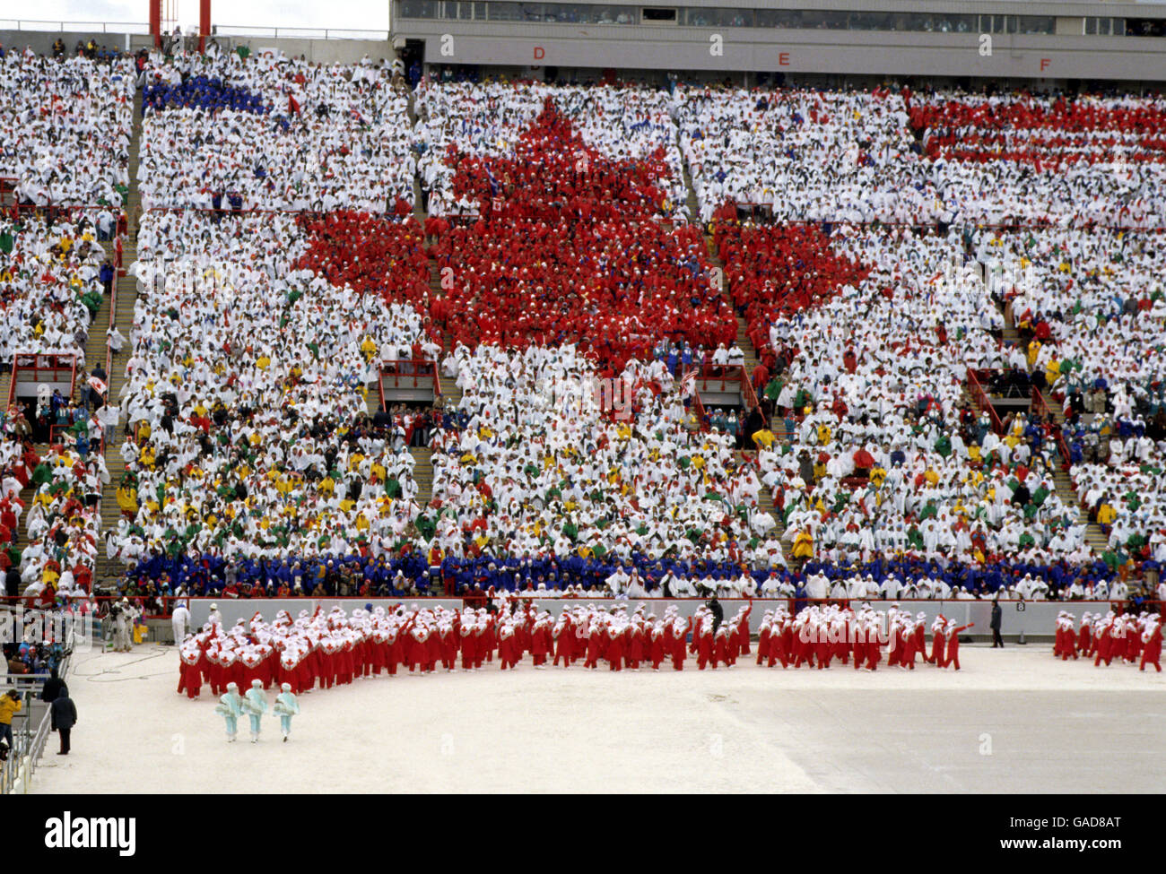General View of the Opening Ceremony as the canadian team parade past their fans. Stock Photo