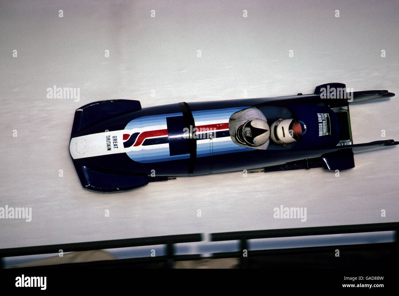 Winter Olympic Games 1988 - Calgary. Great Britain's Two Man Bobsleigh Team. Stock Photo