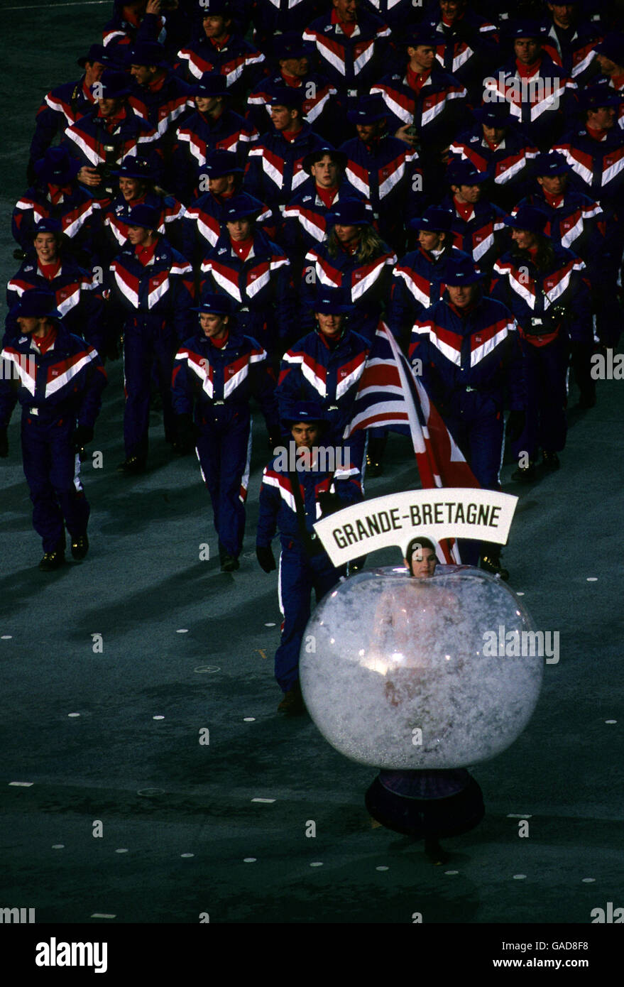 Great Britain's Wilf O'Reilly leads the team out during the opening ceremony. Stock Photo