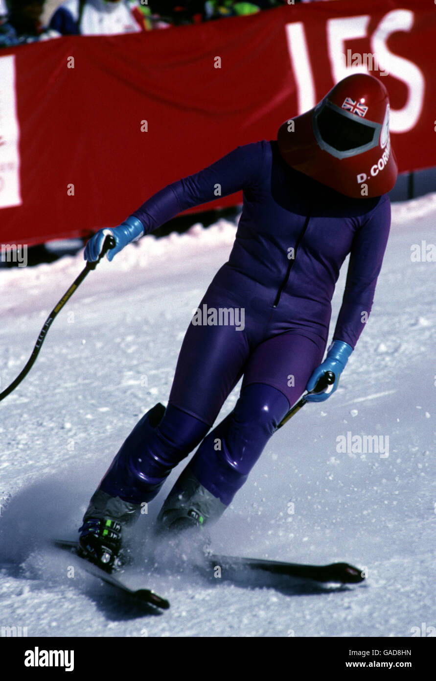 Winter Olympic Games 1992 - Albertville. Great Britain's D. Corminboeuf competes in the Speed skiing Stock Photo