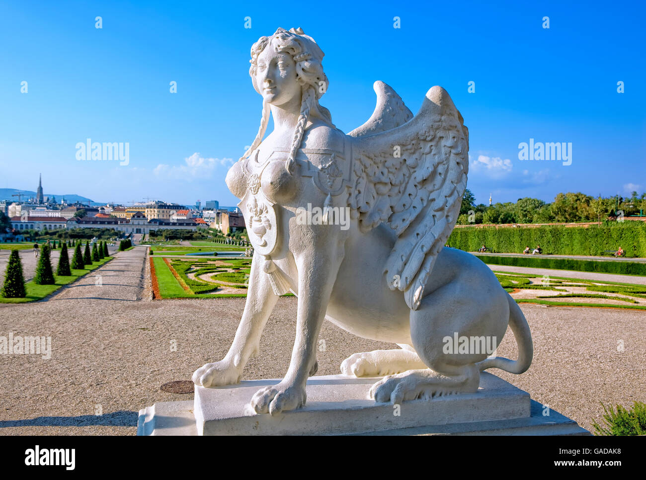 statue of  sphinx in the park of the Belvedere in Vienna Stock Photo