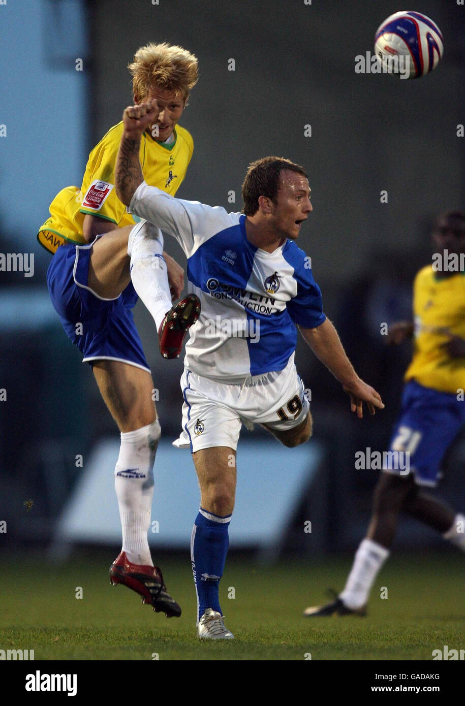 Bristol Rovers' Sean Rigg and Millwall's Marcus Bignot in action during the Coca-Cola Football League One match at the Memorial Stadium, Bristol. Stock Photo