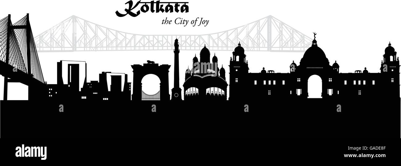 Vector illustration of the skyline of Kolkata, India Stock Vector