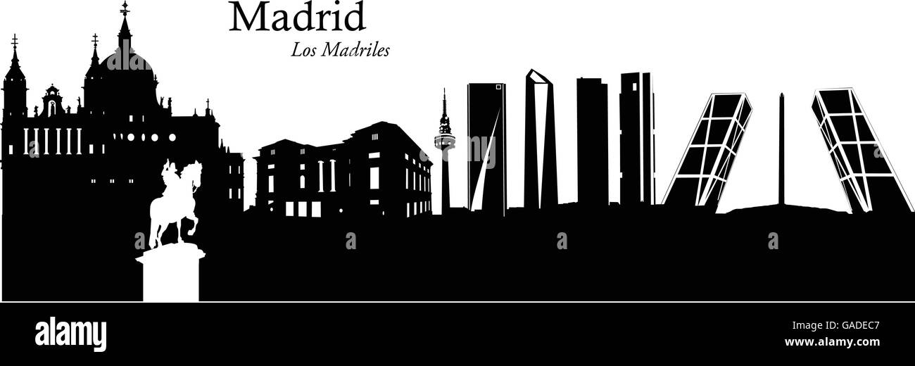 Vector illustration of the skyline of Madrid, Spain Stock Vector
