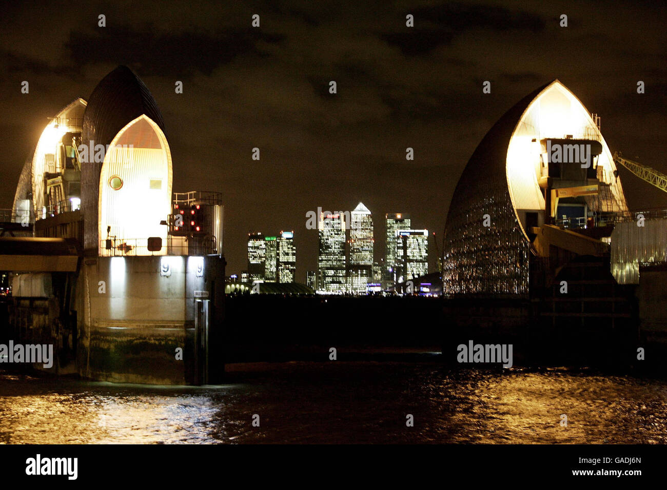 General View Of The Thames Barrier In London Which Has Been Closed To   General View Of The Thames Barrier In London Which Has Been Closed GADJ6N 