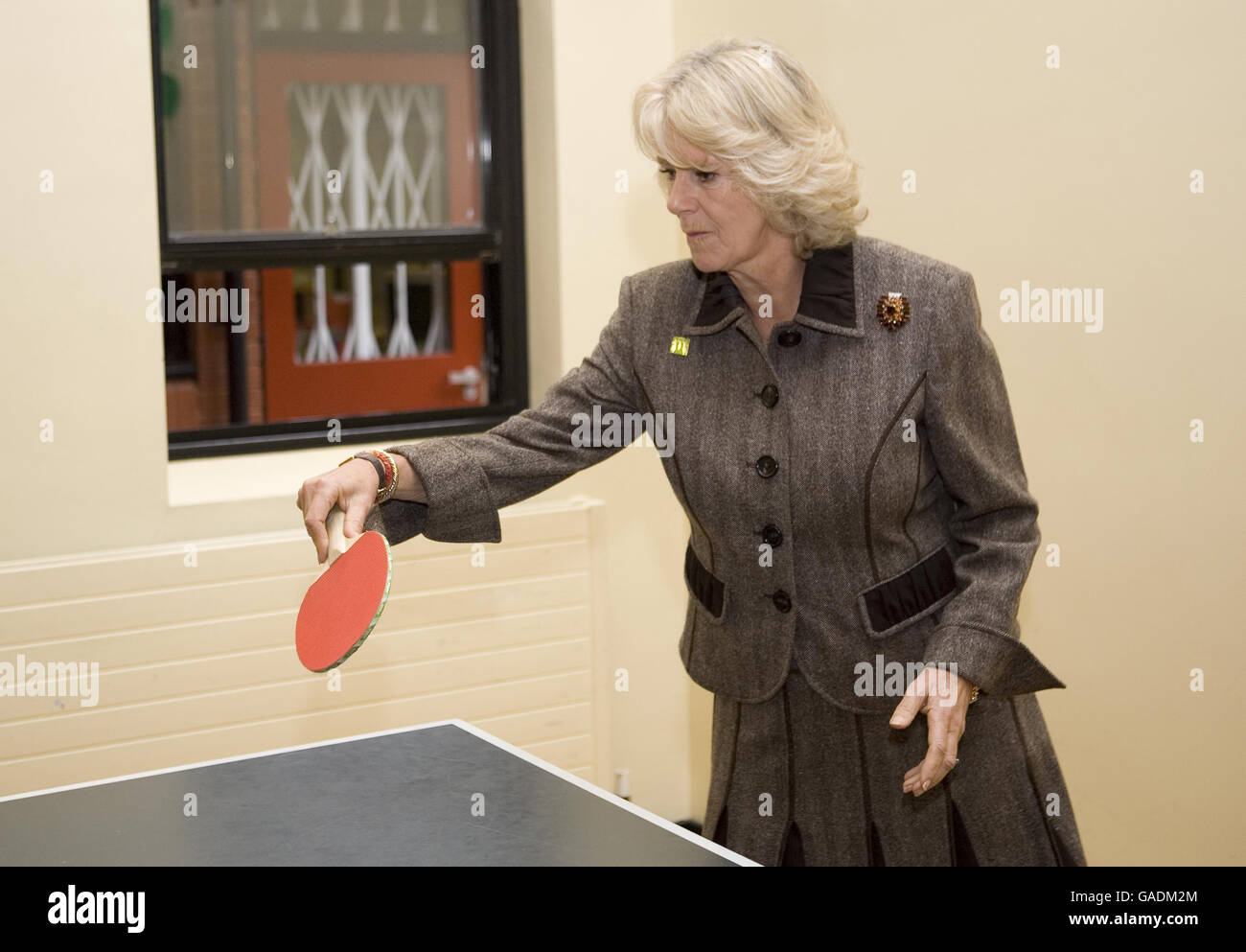 Camilla, Duchess of Cornwall playing tabletennis during her visit to