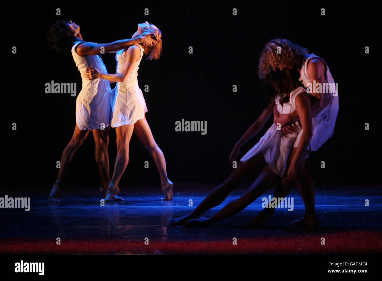 A dress rehearsal of Garry Stewart's Infinity, commissioned for the Rambert Dance Company, is performed at Sadler's Wells in central London. Stock Photo