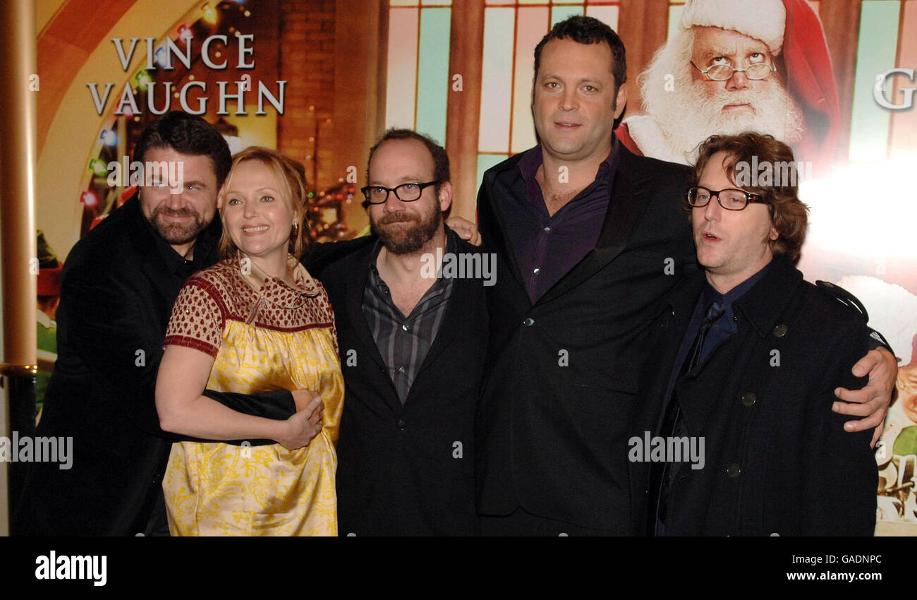 (left to right) John Michael Higgins, Miranda Richardson, Paul Giamatti, Vince Vaughn and director David Dobkin arrive for the European Premiere of Fred Claus, at the Empire cinema in Leicester Square, central London. Stock Photo