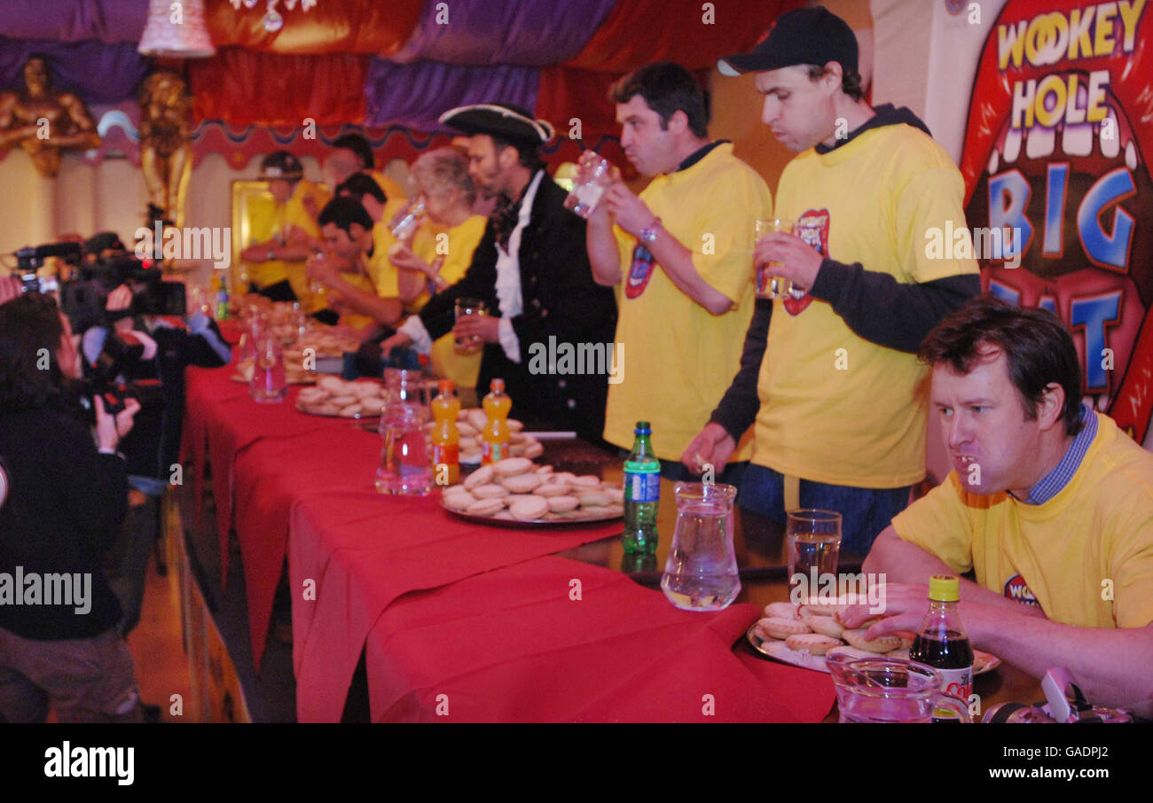 Mince pie eating competition Stock Photo