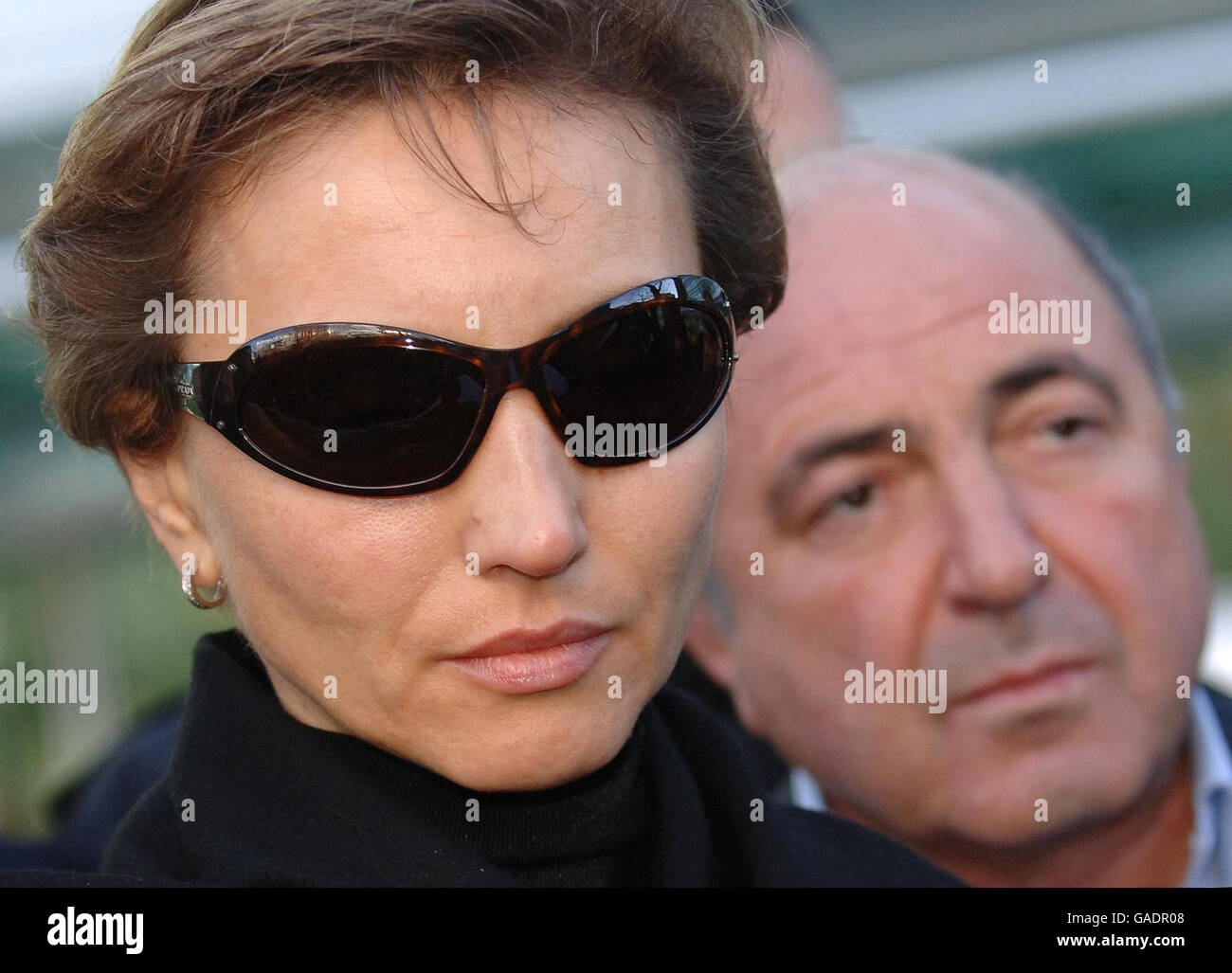 Marina Litvinenko and Boris Berezovsky at a news conference outside University College Hospital today on the first anniversary of the death of Alexander Litvinenko. Stock Photo