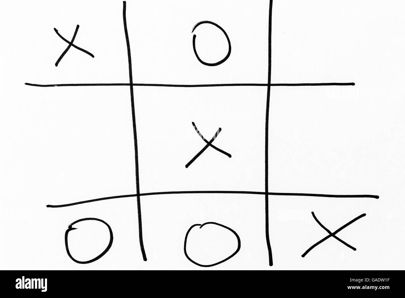 A hand drawn tic-tac-toe game  grid Stock Photo
