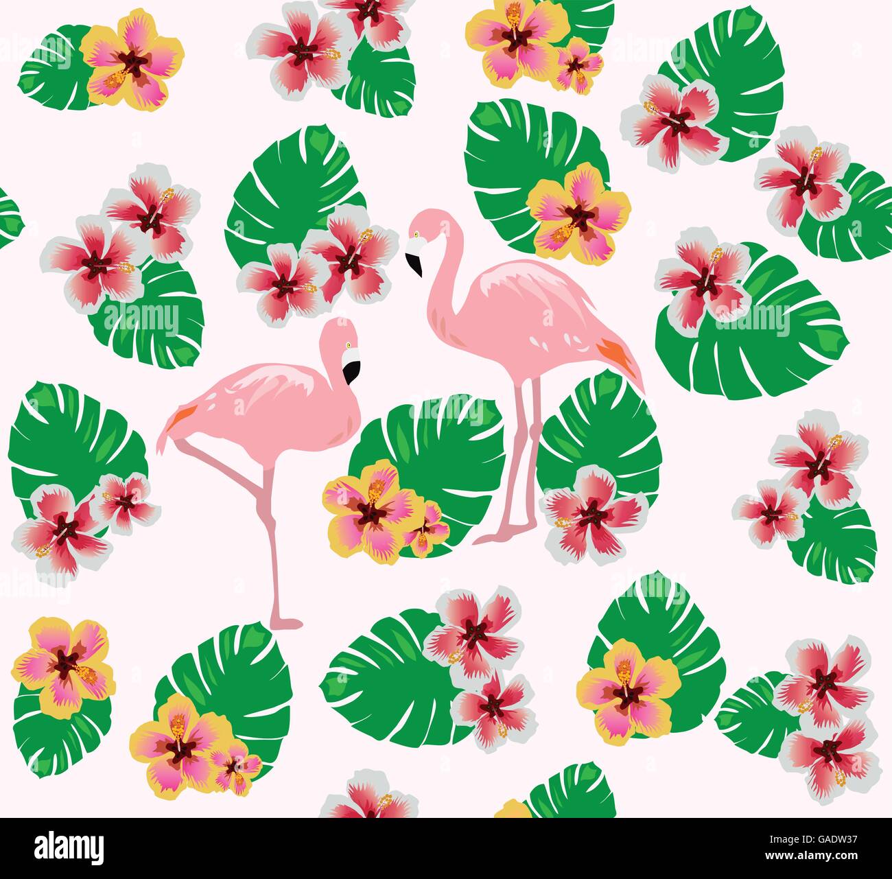 Vector Illustration Of Flamingos Background With Flowers Stock Vector Image And Art Alamy 3431
