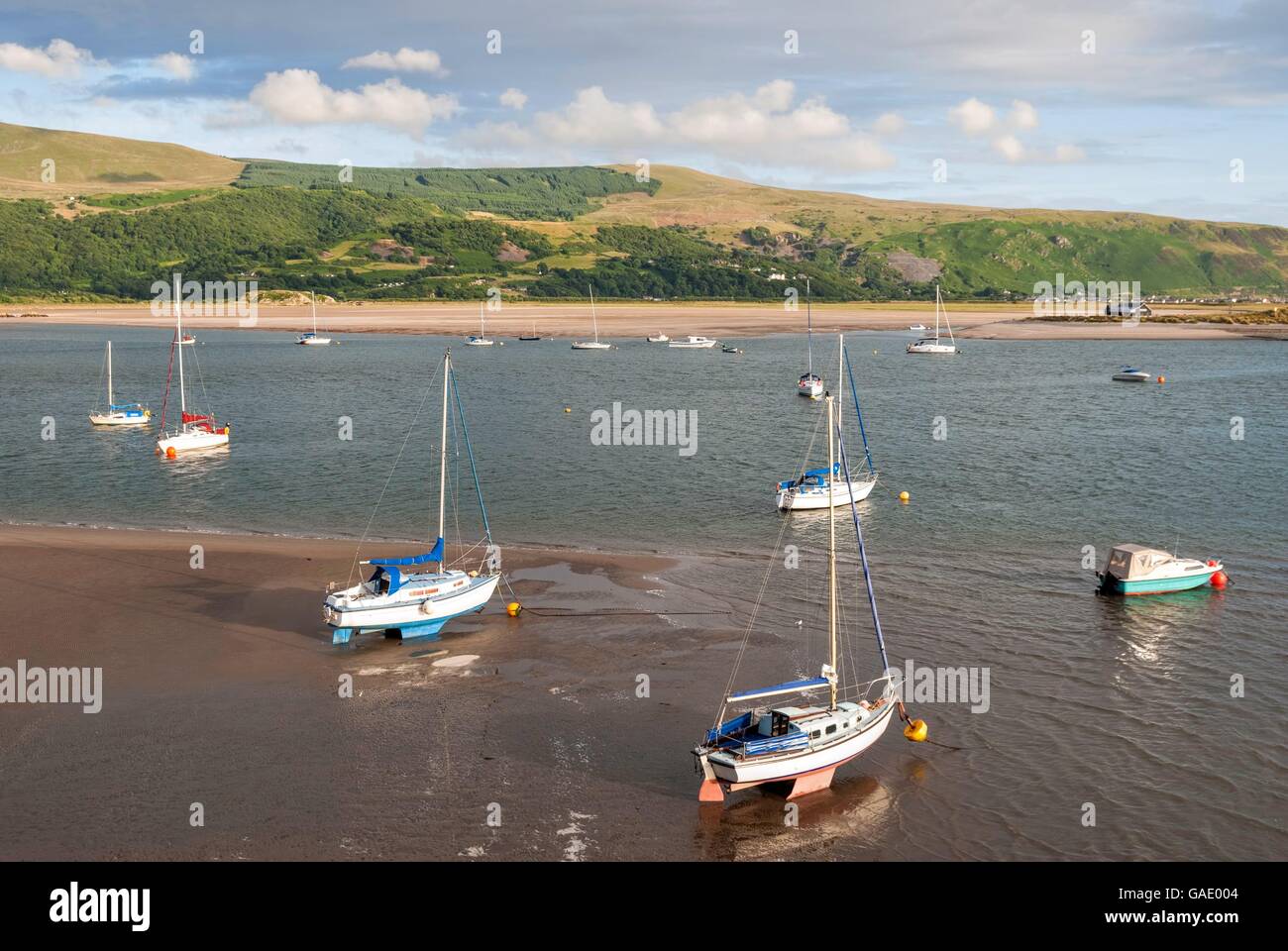 Moored Boats in Barmouth Stock Photo