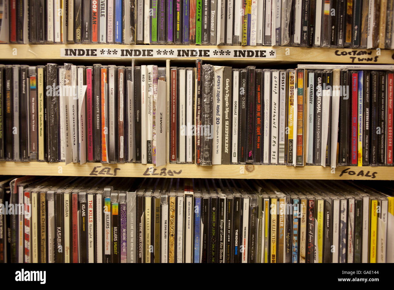 CD's for sale in a record music store Stock Photo