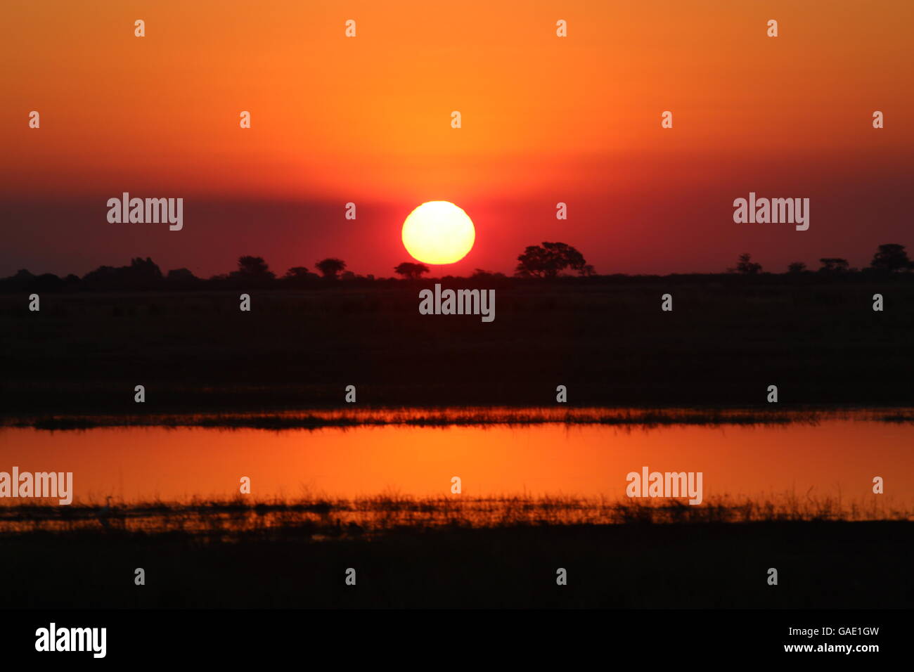 Beautiful sunset in South Africa/Botswana Stock Photo