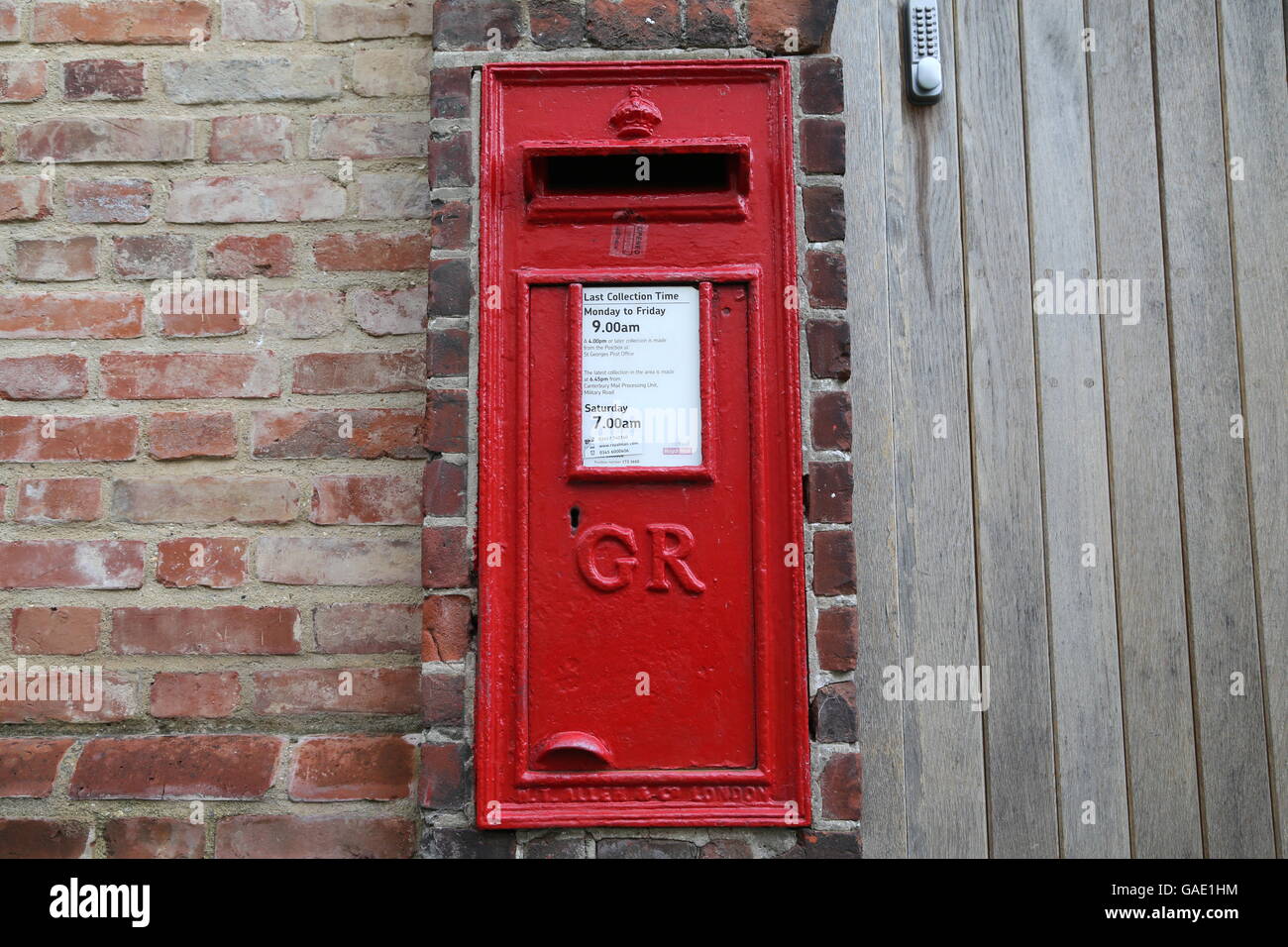 Mailbox near the King's School in Canterbury, England. Stock Photo