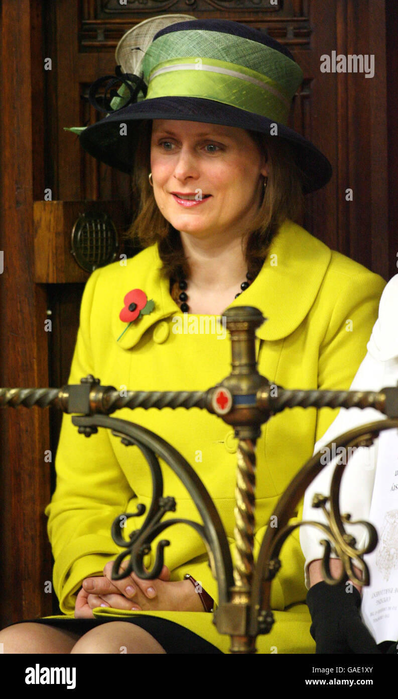 Sarah Brown, the wife of Britain's Prime Minister Gordon Brown, watches