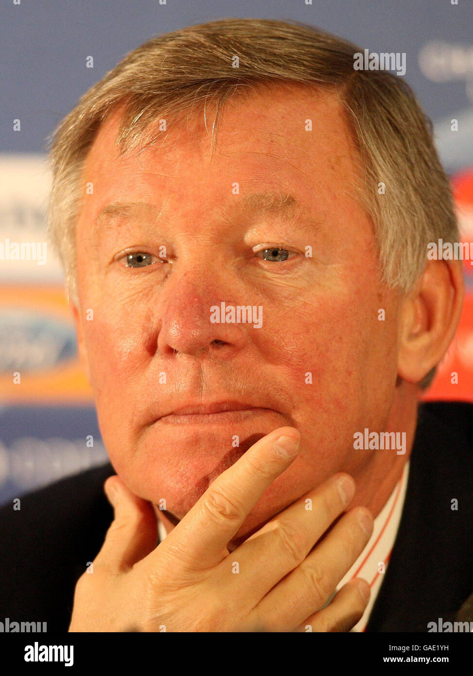Sir Alex Ferguson speaking during a press conference at Old Trafford