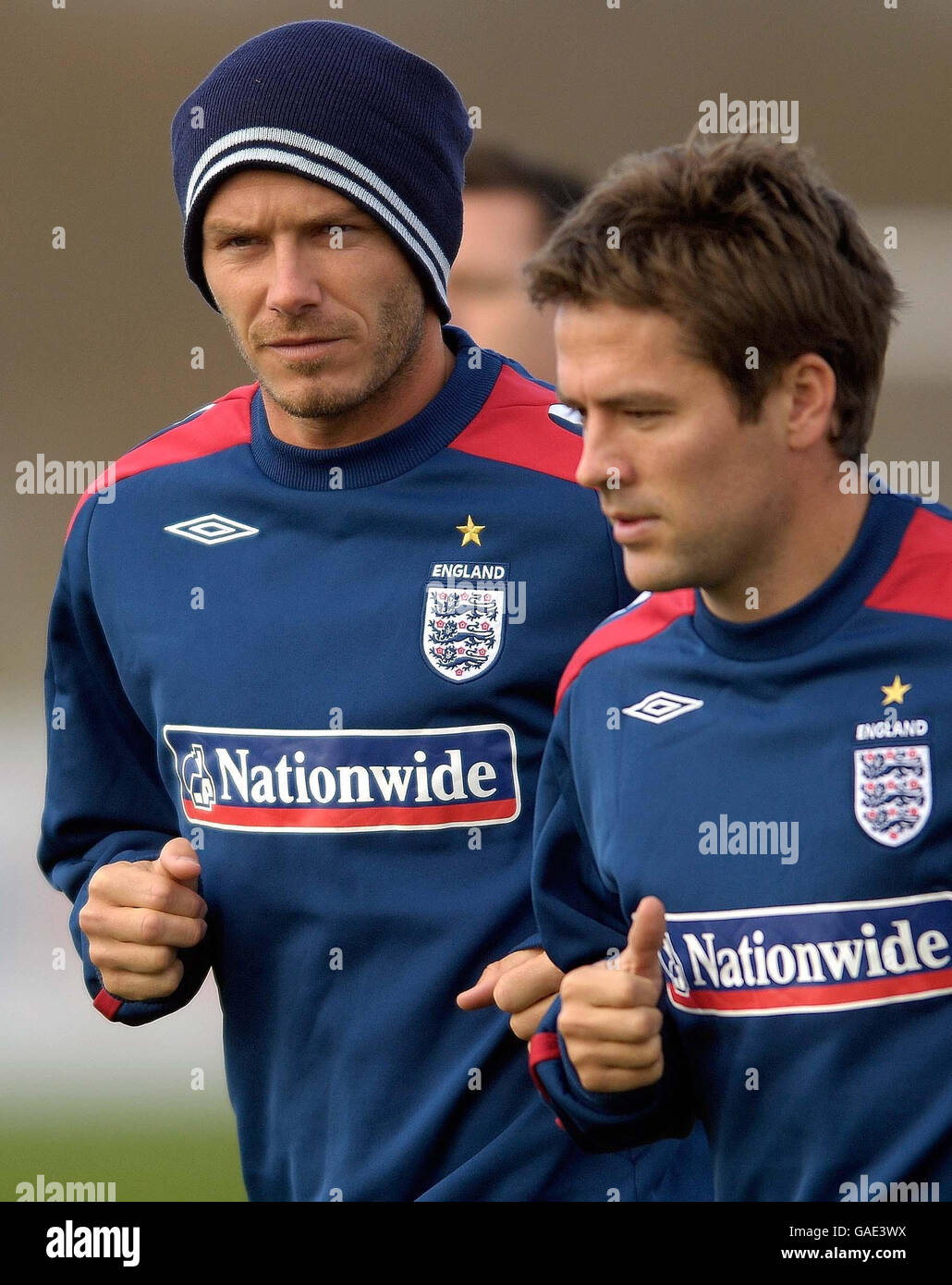 Englands david beckham michael owen training session london colney hi
