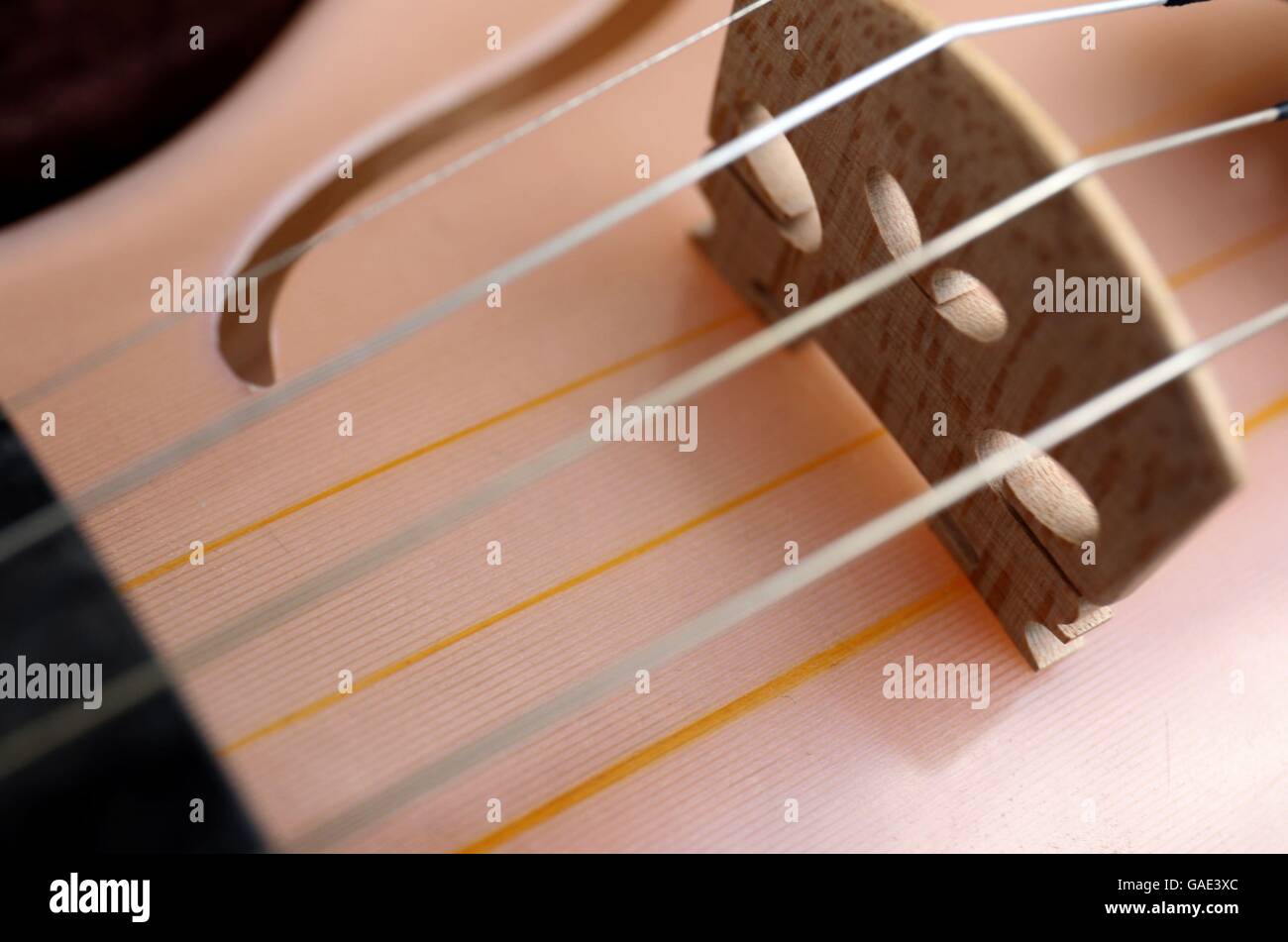 The bridge of a violin made from a composite material which includes