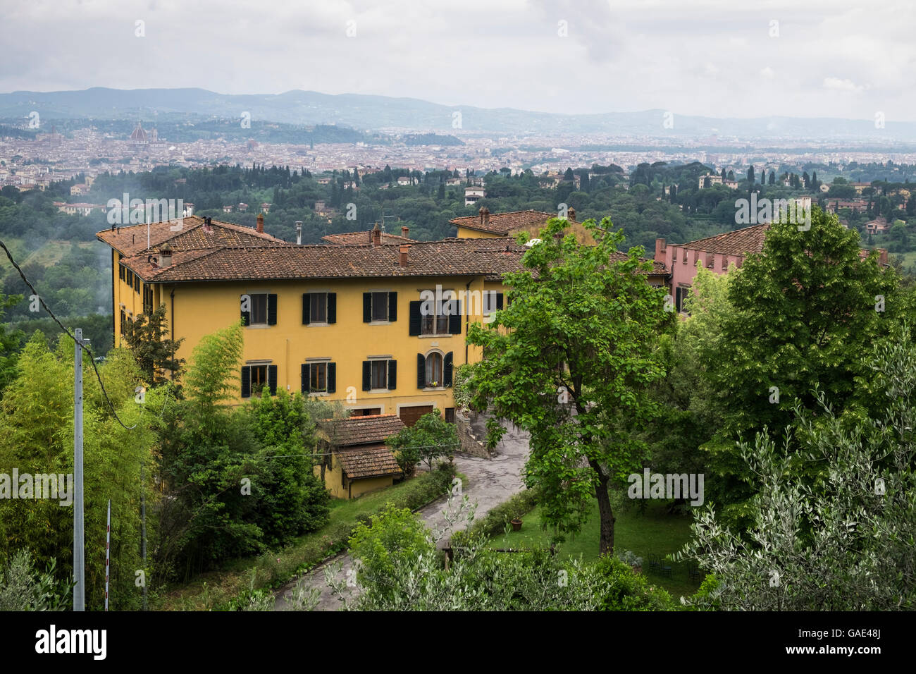 Pensione Bencista, villa hotel, in Fiesole on the outskirts of Florence, Tuscany, Italy Stock