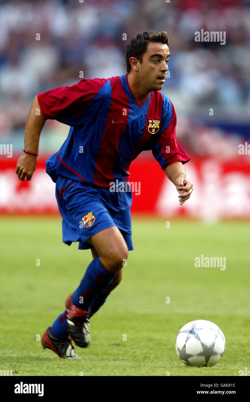 Barcelona's Xavi in action during the match against Parma Stock Photo