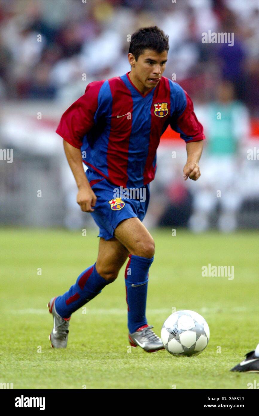 Barcelona's Javier Saviola in action during the match against Parma Stock Photo